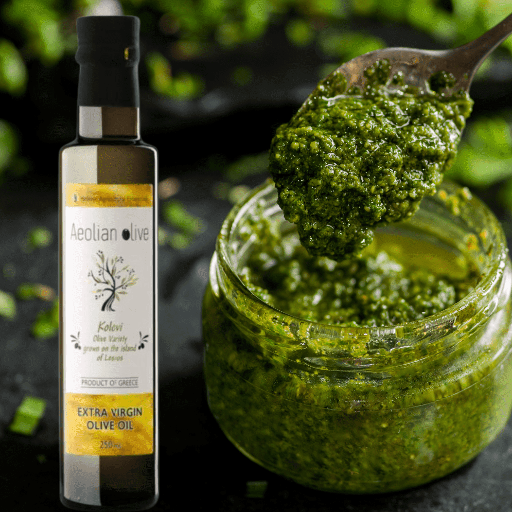 Bazalkové pesto s olivovým olejem
